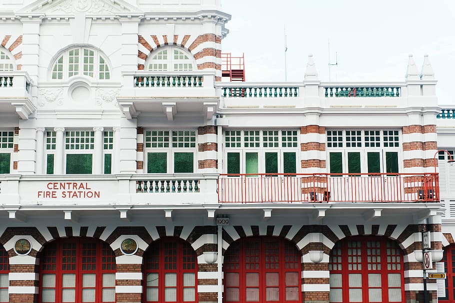 white concrete house, white Central Fire Station building during daytime HD wallpaper