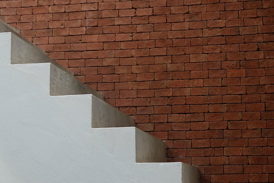 white concrete stairs, wall, house, interior, home, room, architecture HD wallpaper