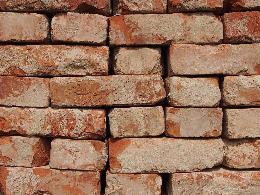 brick wall, burned, background, old, red brick, full frame HD wallpaper