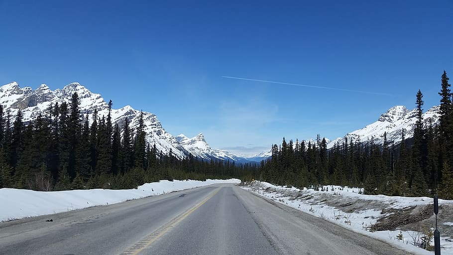 highway, mountains, icefields, parkway, alberta, scenic, road HD wallpaper