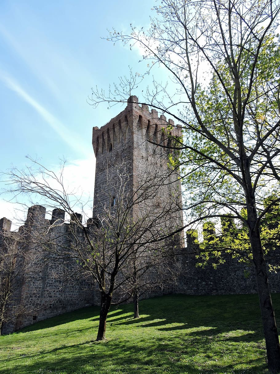 torre, walls, green, tree, sky, nature, fortification, castle HD wallpaper