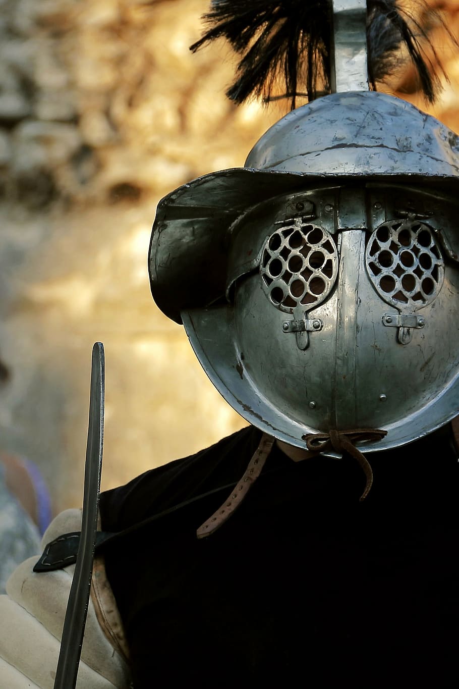 gray metal gladiator helmet, warrior, soldier, roman, ancient