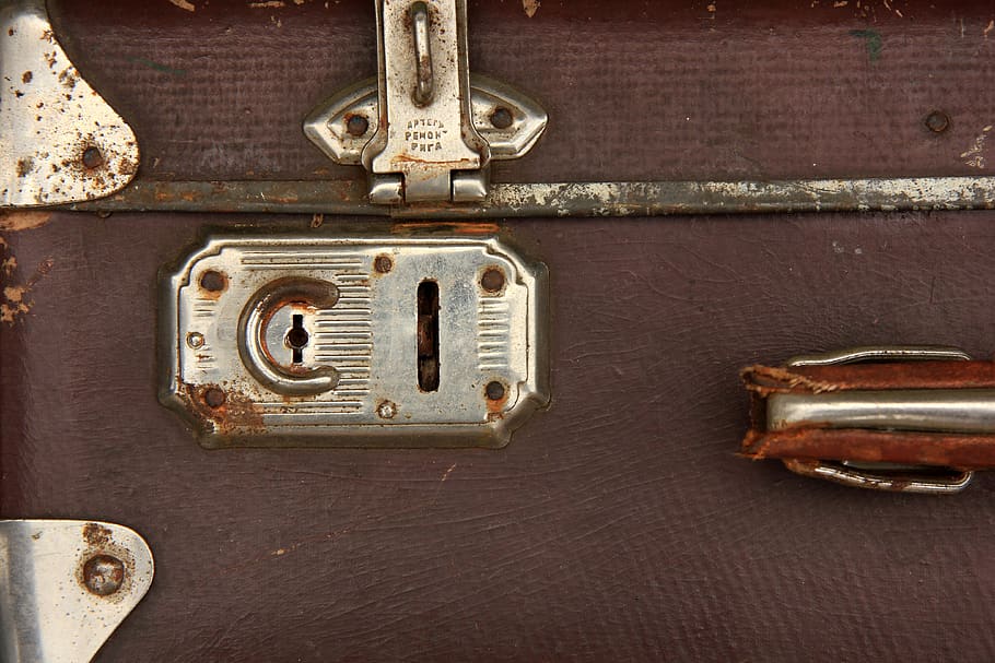 lock, old, retro, security, vintage, case, suitcase, metal key