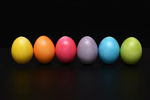 six assorted-colored eggs ornament, easter eggs, colorful, happy easter HD wallpaper
