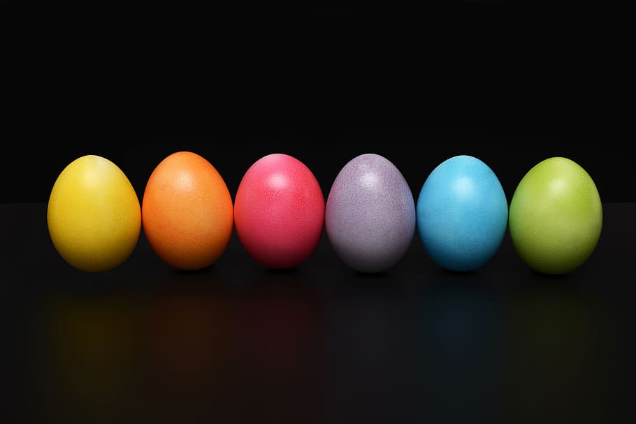 six assorted-colored eggs ornament, easter eggs, colorful, happy easter, HD wallpaper