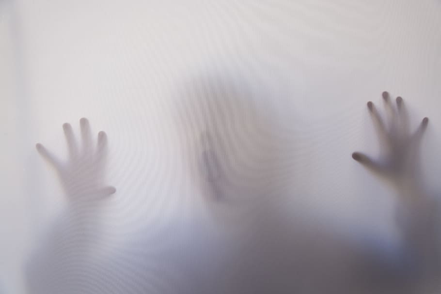 photo of person leaning on glass, anxiety, fear, mystic, mystery, HD wallpaper