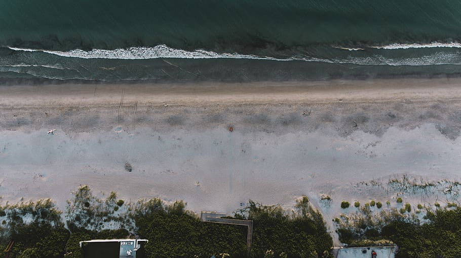 seashore, aerial view of seashore during daytime, coast, shoreline HD wallpaper