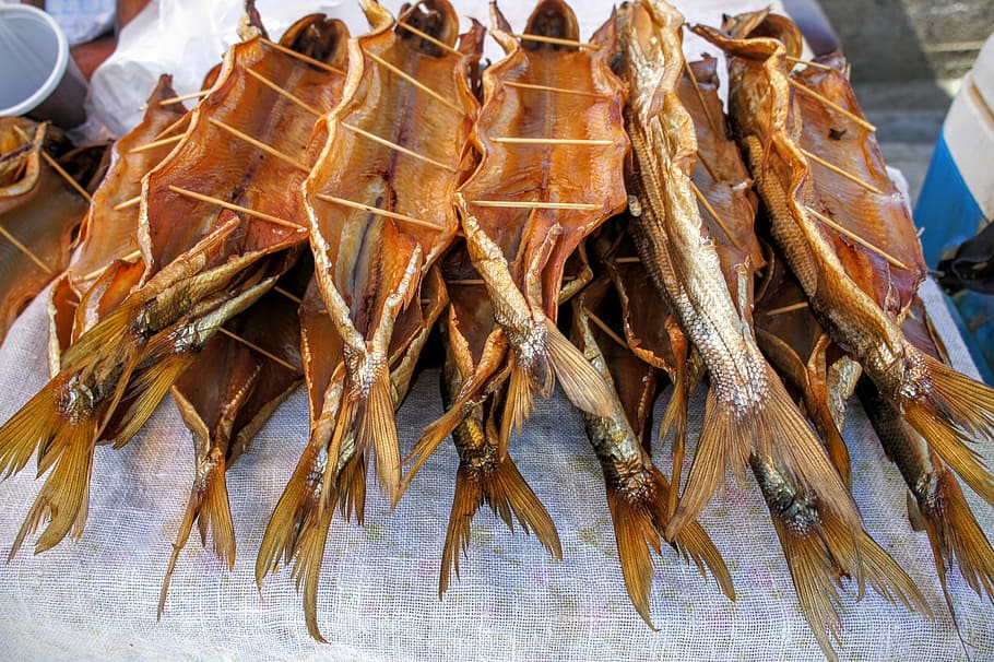 Russia, Omul, Fish, Stand, baikalsee, market, dried fish, sell HD wallpaper