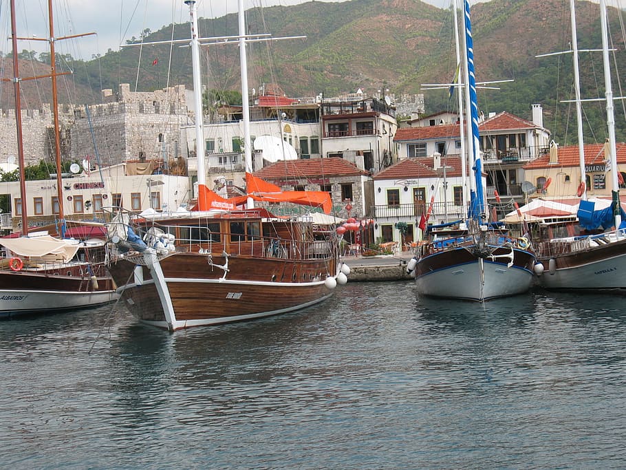 marmaris, turkish, port, harbor, boat, ship, tradition, sea, HD wallpaper