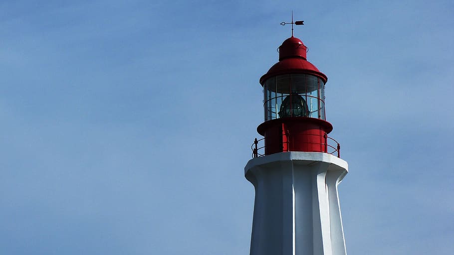 lighthouse, air, cloud, sky, duo, red, white, former, old, tower HD wallpaper