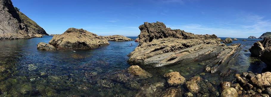 ocean, transparency, nature, rock, rock - object, solid, water HD wallpaper