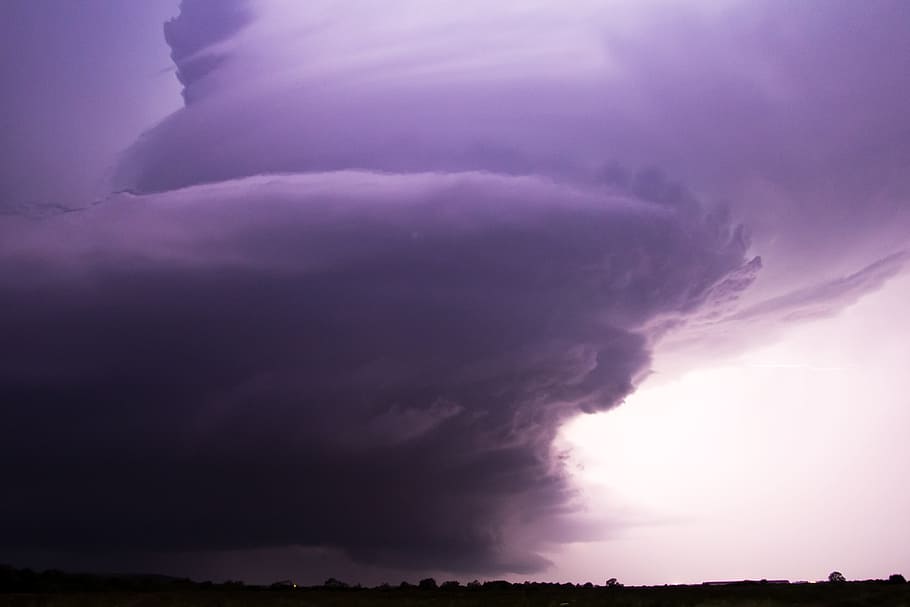 super cell, night, lp-super cell, thundercloud, a rotating updraft HD wallpaper