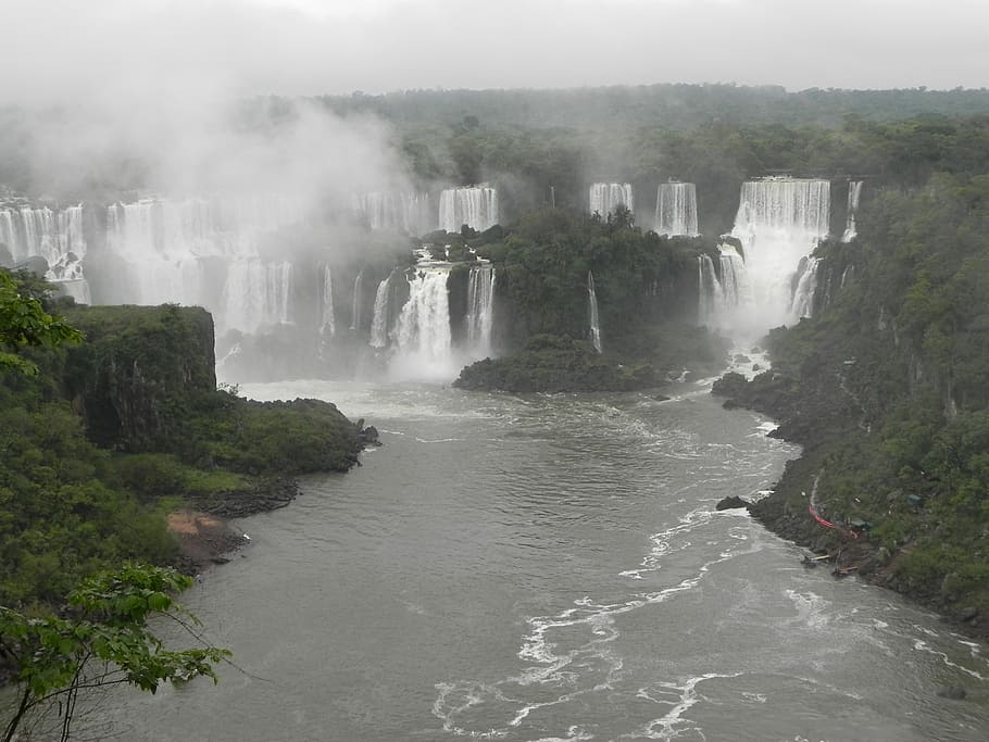 iguazu falls, brazil, paraná, the iguaçu river, water, waterfall, HD wallpaper