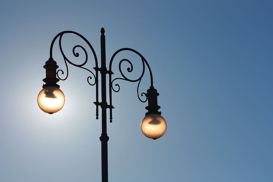 light, sky, lamppost, silhouette, blue sky, liberty, lighting equipment HD wallpaper