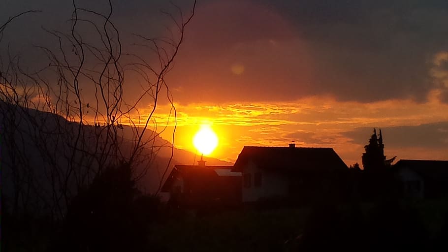 sunset, color, mood, landscape, twilight, clouds, setting sun HD wallpaper