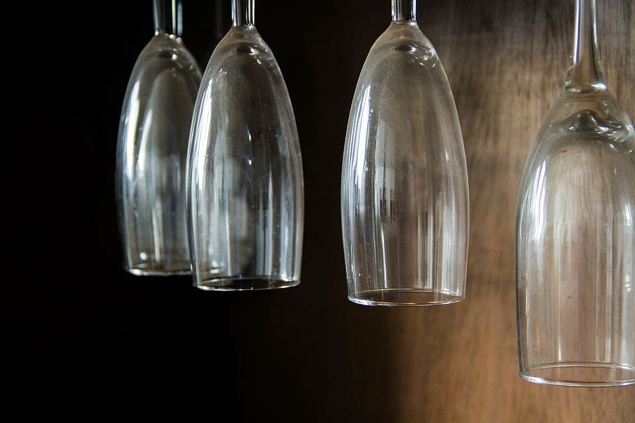 cups, glass, transparent, kitchen Utensil, indoors, wood - material HD wallpaper
