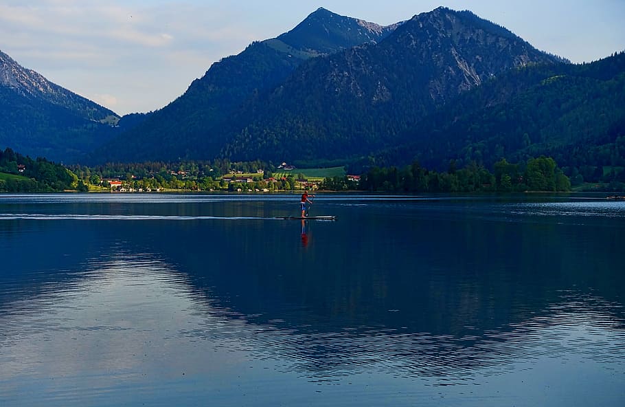 lake, peaceful, reflection, scenic, mountain, coast, water HD wallpaper