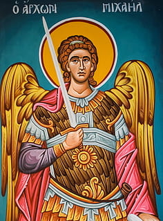 white and brown angel holding sword illustration, archon, michael HD wallpaper