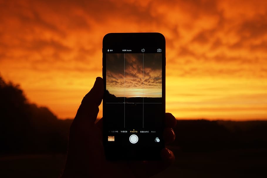 silhouette photo of orange sky during golden hour, snap, click HD wallpaper