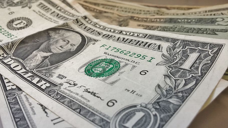 1 and 2 US dollar bills, dollars, banknotes, money, cash, currency, HD wallpaper