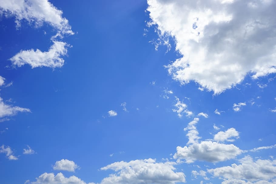low-angle photography of white clouds, summer clouds, sky, blue HD wallpaper