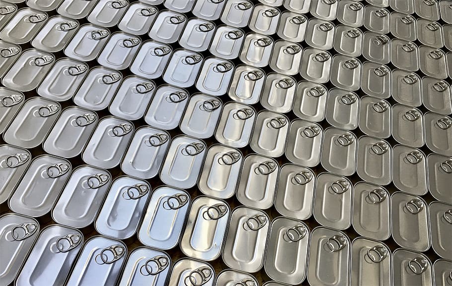 cans, metal, canning, box, rifle, food, eat, fish, made a, full frame HD wallpaper