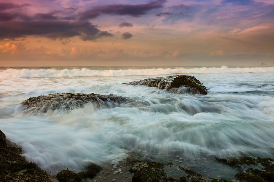 Kondang Iwak Beach, photo of beach waves, sea, ocean, water, coast HD wallpaper