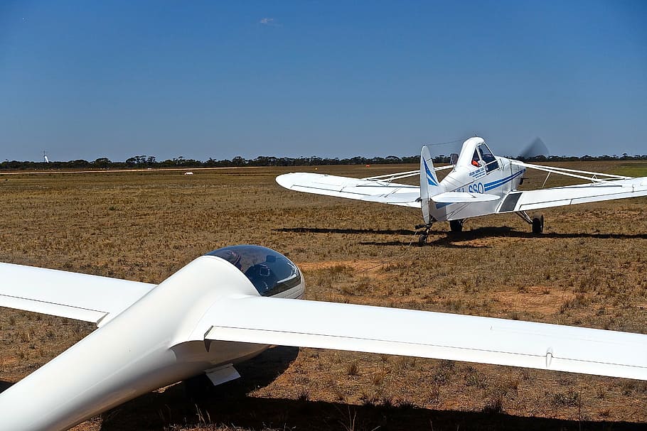 glider, takeoff, flight, tug, gliding, adventure, soaring, action HD wallpaper