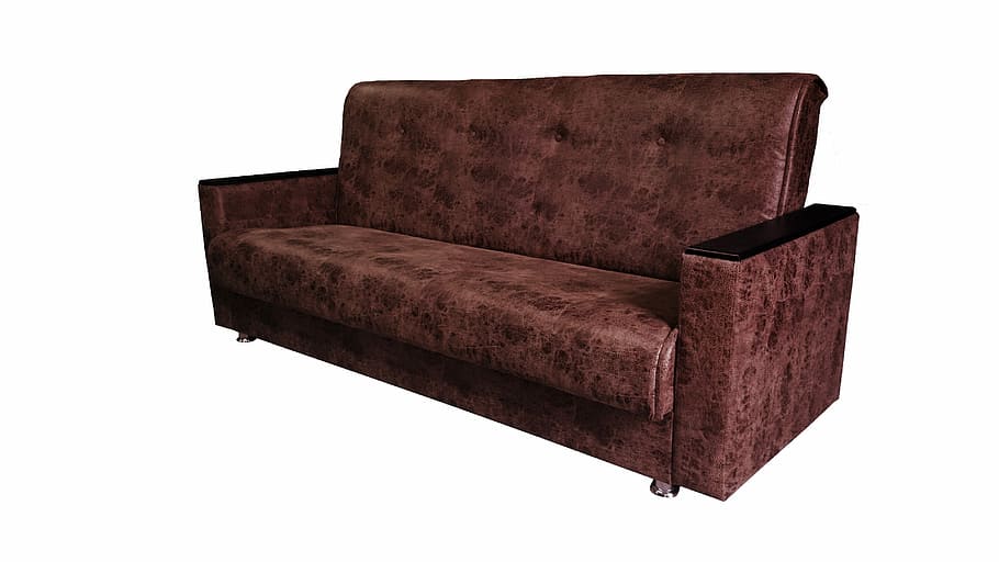 tufted brown sofa, book, upholstered furniture, leather, buttons, HD wallpaper