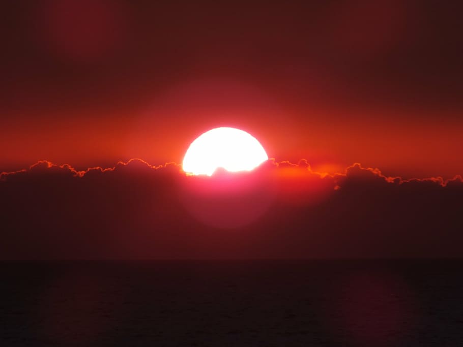 sunset, katwijk, north sea, nature, dusk, orange Color, summer HD wallpaper