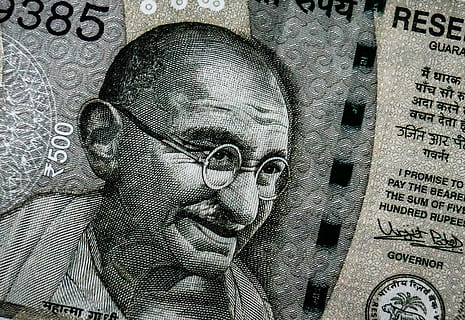 Indian rupee banknote, closeup photo of Mahatma Gandhi, currency HD wallpaper