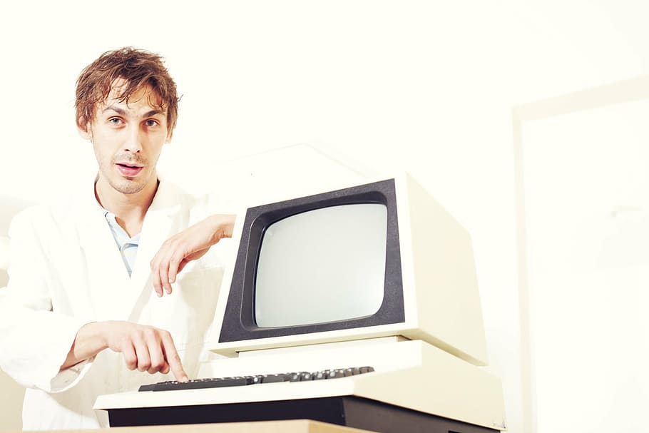 man touching the keyboard buttons, computer, programmer, it HD wallpaper