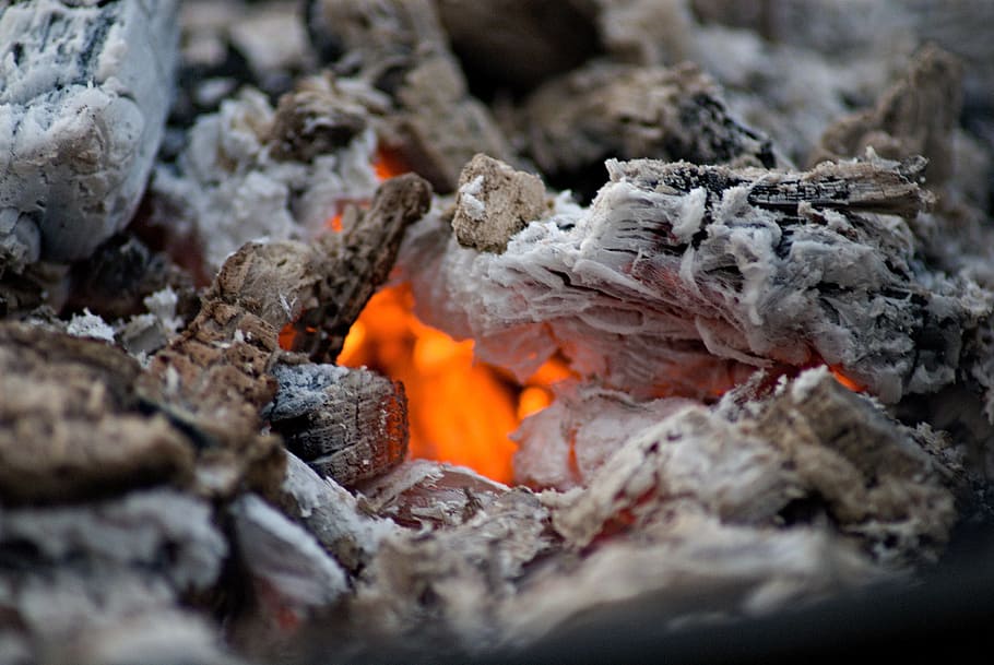 Fire, Wood, Charcoal, Burning, Ash, Hot, wood charcoal, ember, HD wallpaper