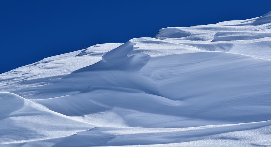 snow field during daytime, snow mountain, winter, white, blue HD wallpaper