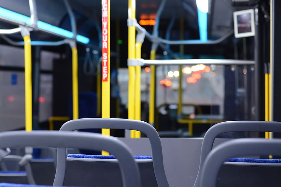 empty vehicle seat, bus, inside, city, transportation, journey HD wallpaper