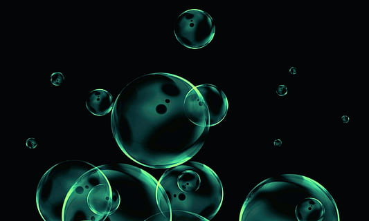 green bubbles digital wallpaper, background, desktop, insubstantial HD wallpaper