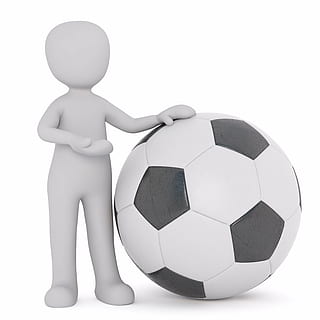 white and black soccer bal, males, 3d model, isolated, full body HD wallpaper