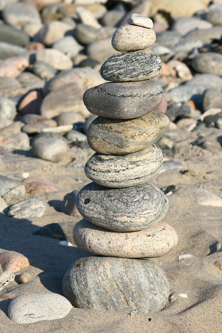 beach, stones, play, fun, sculpture, sand, coast, leisure, stack HD wallpaper