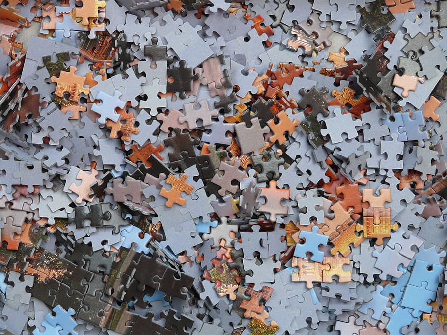 mount of jigsaw puzzle pieces, unfinished, mess, unresolved, chaos, HD wallpaper