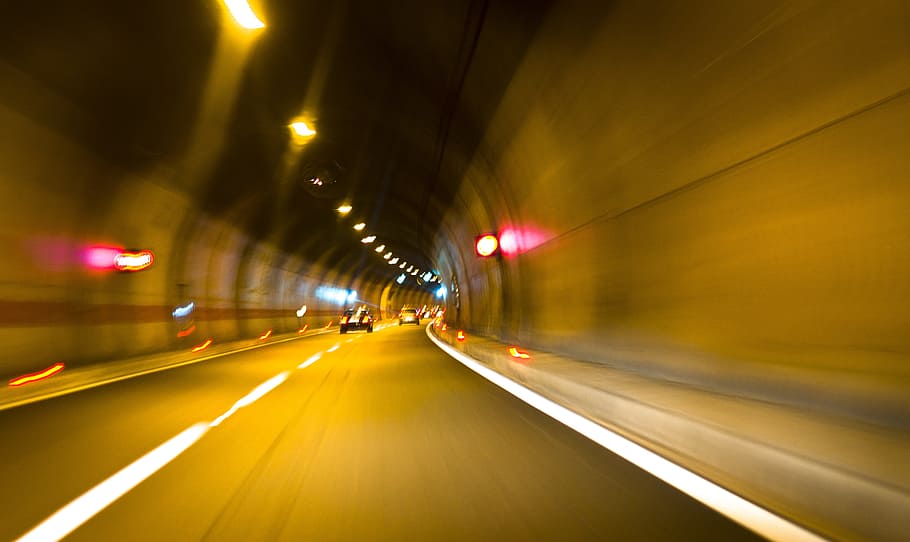 timelapse photography of cars inside tunnel, tunel, color, colors