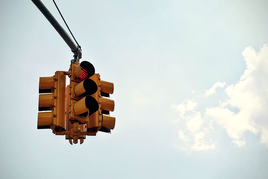 traffic, light, intersection, city, sky, clouds, sunshine, cloud - sky HD wallpaper