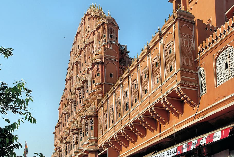 india, rajastan, jaipur, palace of winds, pink sandstone, architecture, HD wallpaper