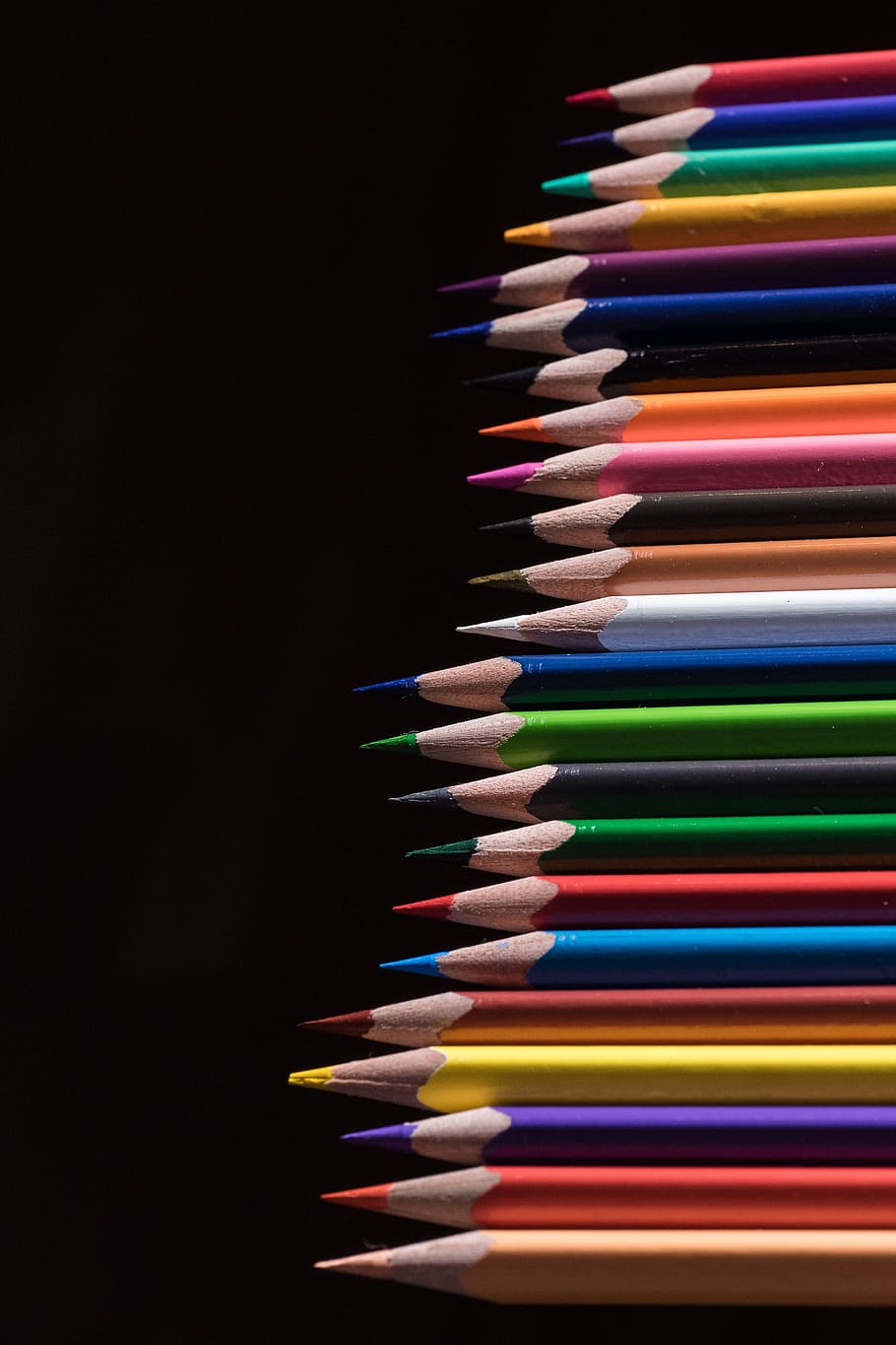 assorted-color pencils, colored pencils, wooden pegs, pens, colorful, HD wallpaper