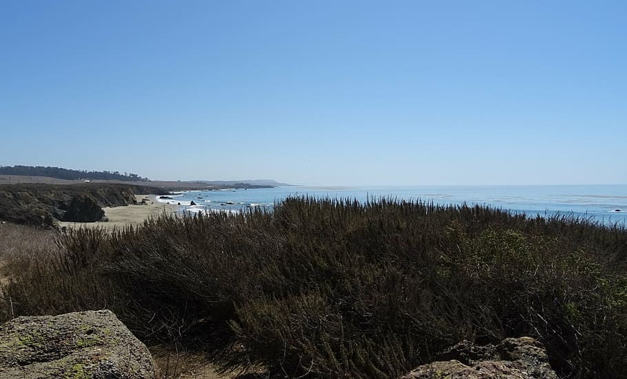sea, ocean, pacific, coast, beach, san simeon, california, usa HD wallpaper