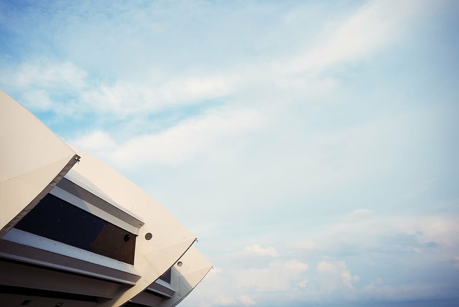 stadium, structure, architecture, sky, clouds, blue, cloud - sky HD wallpaper