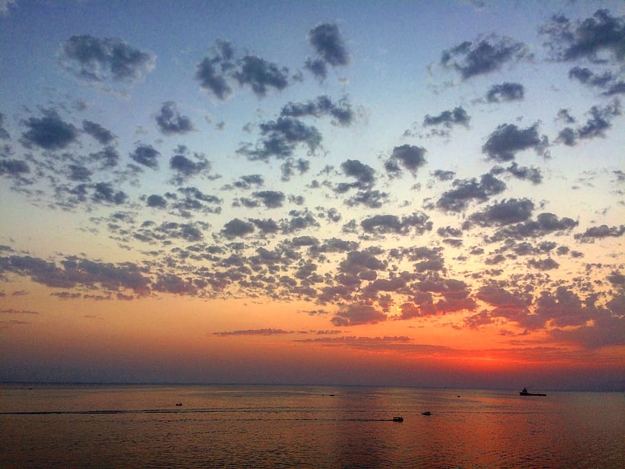sunset, sky, clouds, sea, evening, landscape, nature, scenic view HD wallpaper
