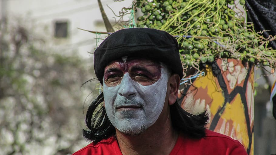 carnival, man, painted, face, headshot, portrait, leisure activity HD wallpaper