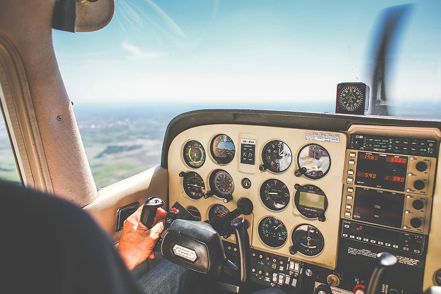 Plane Dashboard, airplane, cessna, cockpit, flight, from the plane, HD wallpaper