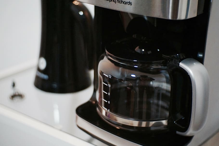 silver coffee maker, machine, coffee machine, close-up, appliance HD wallpaper