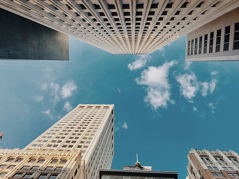untitled, buildings, sky, looking up, architecture, clouds HD wallpaper